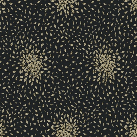 Black & Gold Petite Leaves Wallpaper