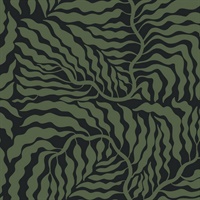 Black & Green Fern Fronds Wallpaper