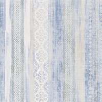 Blair Blue Ikat Stripe  Wallpaper