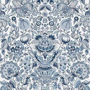Blanche Blue Floral Damask Wallpaper