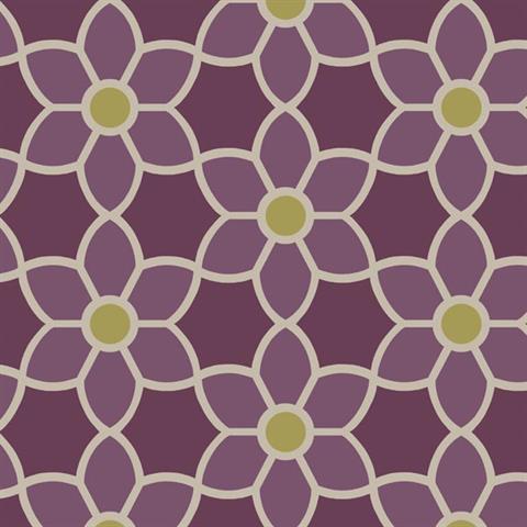 Blossom Purple Geometric Floral Wallpaper