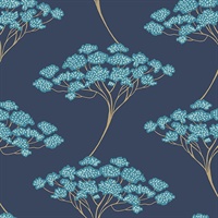Blue Ficus Peel & Stick Wallpaper