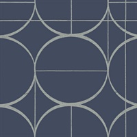 Blue & Silver Sun Circles Wallpaper