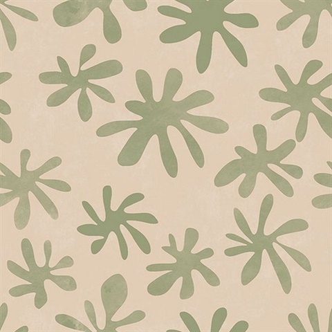 Blush and Sage Field of Flowers Peel & Stick Wallpaper