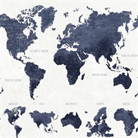Boq Dark Blue World Map Wallpaper