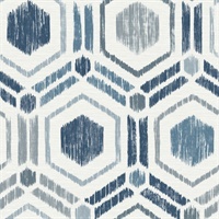 Borneo Blue Geometric Grasscloth Wallpaper
