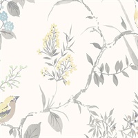Imperial Garden Light Grey Botanical Wallpaper