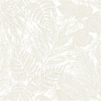 Brentwood Bone Palm Leaves Wallpaper by Scott Living