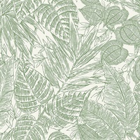 Brentwood Green Palm Leaves Wallpaper by Scott Living