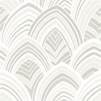 Cabarita White Art Deco Flocked Leaves Wallpaper