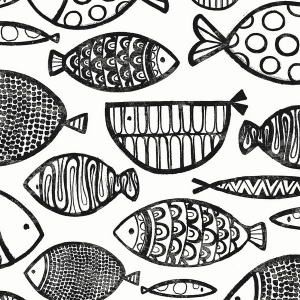 Cadence Fish Metallic Volcanic Black Wallpaper