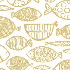 Cadence Fish Metallic Volcanic Black Wallpaper