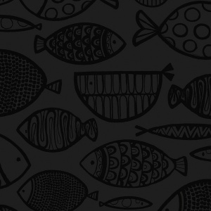 Cadence Fish Metallic Volcanic Black Wallpaper