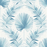 Calla Blue Painted Palm Wallpaper