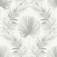 Calla Grey Painted Palm Wallpaper