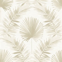 Calla Taupe Painted Palm Wallpaper