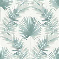 Calla Teal Painted Palm Wallpaper