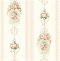 Cameo Stripe Floral Wallpaper