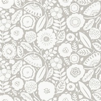Camille Blossom Grey Wallpaper