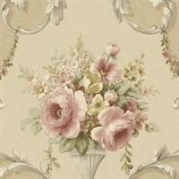 In-register Ornamental Floral Wallpaper