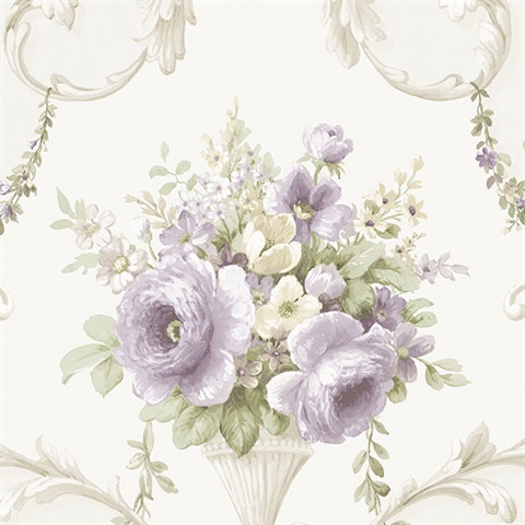 In-register Ornamental Floral Wallpaper