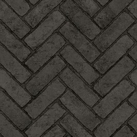 Canelle Black Brick Herringbone Wallpaper