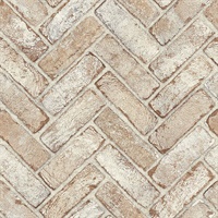 Canelle Rust Brick Herringbone Wallpaper