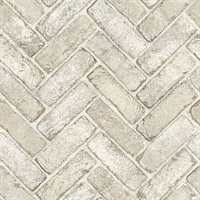 Canelle Taupe Brick Herringbone Wallpaper