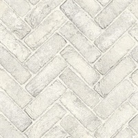 Canelle White Brick Herringbone Wallpaper