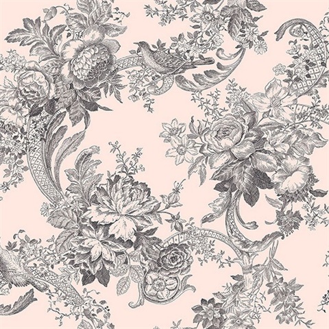 Carmel Blush Baroque Florals Wallpaper