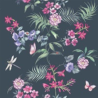 Carmen Black Floral Wallpaper
