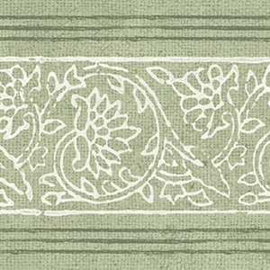 Carved Floral Green Trim Wall Border