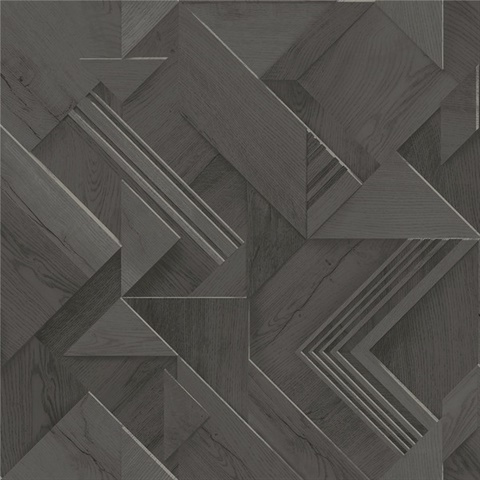 Cassian Black Wood Geo Wallpaper