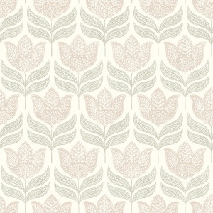 Cathal Mustard Tulip Block Print Wallpaper