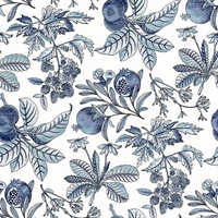 Cecilia Blue Fruit Wallpaper
