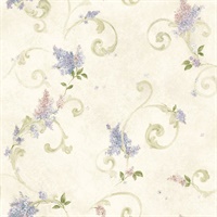 Celandine Cream Floral Scroll Wallpaper