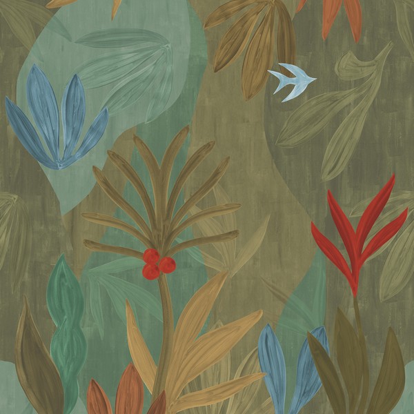 Chambord Gardens Leaf & Olive Wall Mural