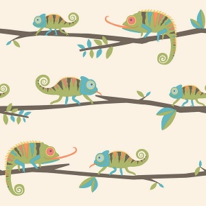 Chameleon Family Green Wallpaper