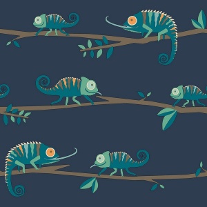 Chameleon Family Green Wallpaper