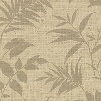 Chandler Khaki Botanical Faux Grasscloth Wallpaper