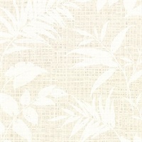 Chandler White Botanical Faux Grasscloth Wallpaper