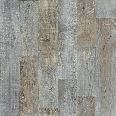 Chebacco Grey Wooden Planks Wallpaper