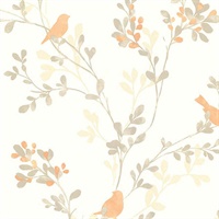 Chirp Orange Birds & Trees Wallpaper