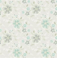 Chloe Aquamarine Floral Wallpaper