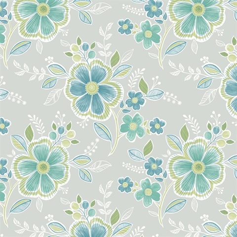 Chloe Green Floral Wallpaper