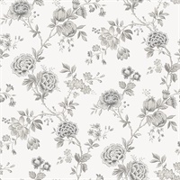 Chrysanthemum Grey Jacobean Wallpaper
