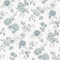 Chrysanthemum Teal Jacobean Wallpaper