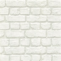 Chugach White Whitewashed Brick Wallpaper