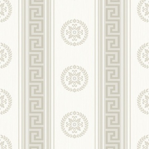 Classico Medallion Stripe Black & Metallic Gold Wallpaper