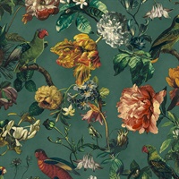 Claude Teal Floral Wallpaper
